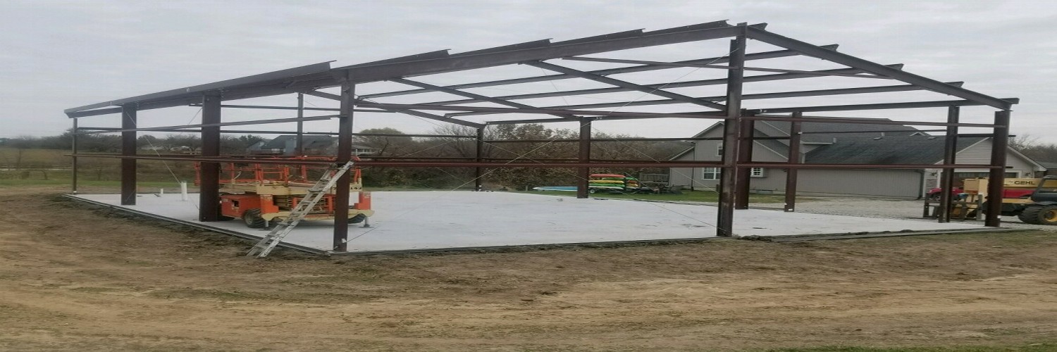 Steel Building with Red Roof